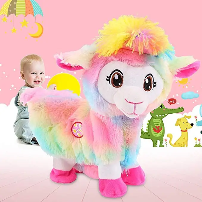 Alpaca Rainbow Электрическая ходящая игрушка, радужная плюшевая игрушечная альпака, мягкая детская игрушка с животными, лучший подарок для маленьких мальчиков и девочек - Цвет: Alpaca Rainbow
