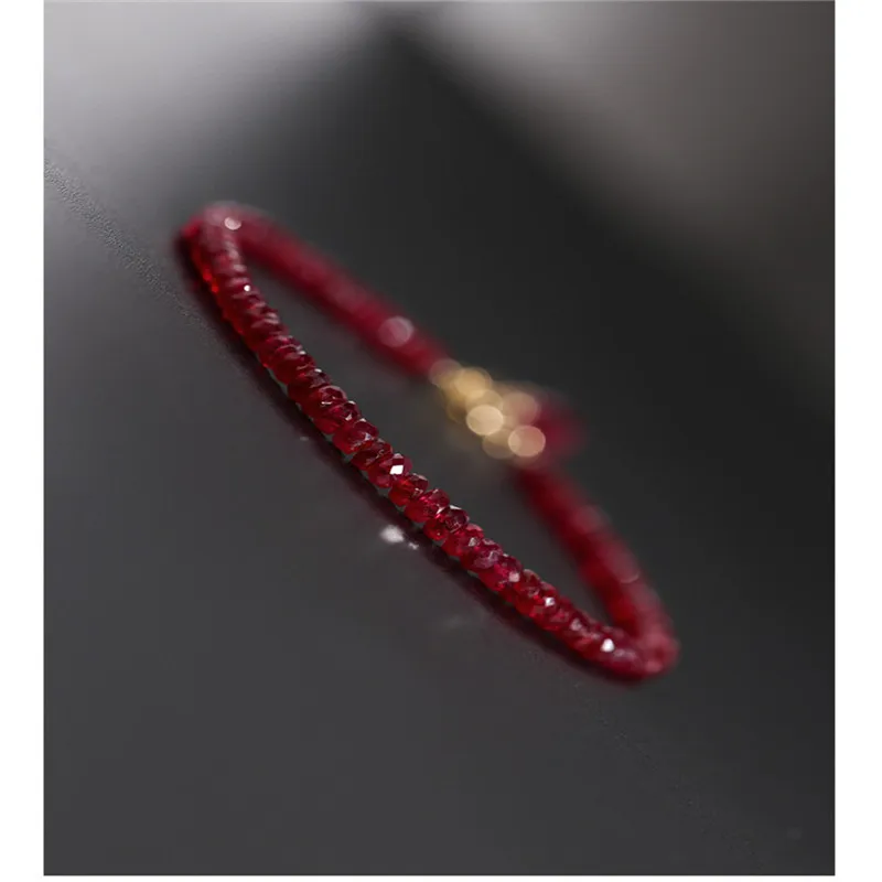 DMBS230 граненый рубиновый браслет женский день подлинный поран желтый 18K с