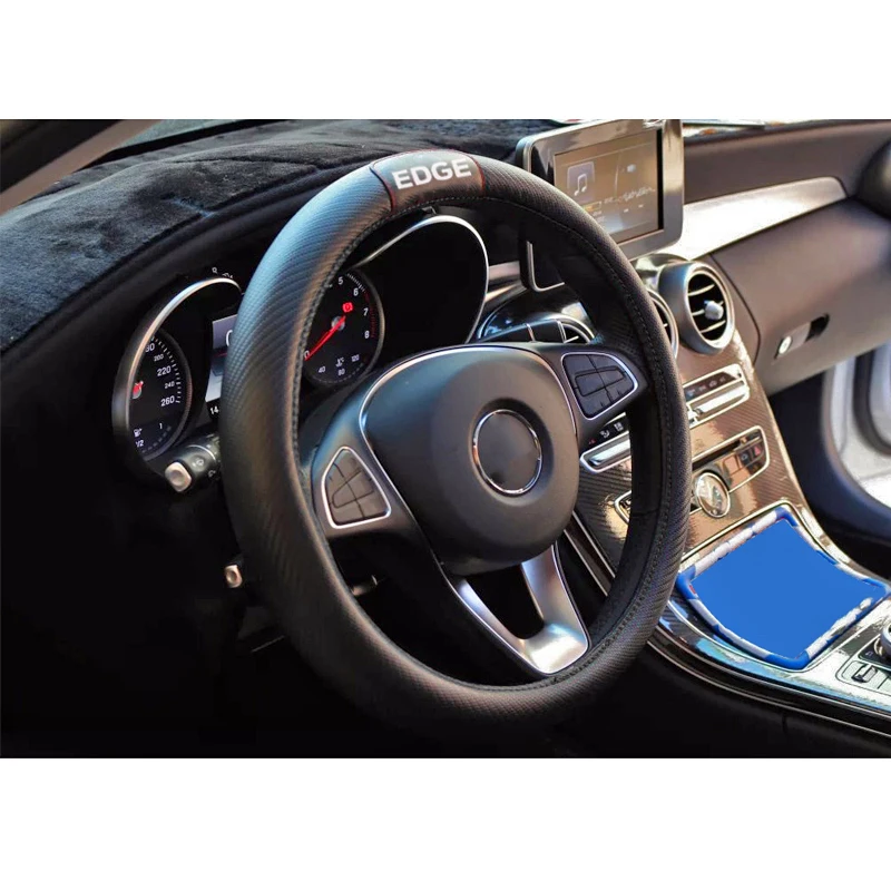 38 см Автомобильный руль из углеродного волокна Кожаный чехол на модный