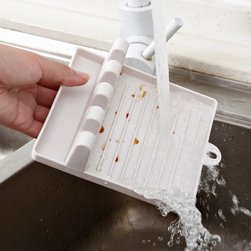 

Kitchen Spoon Holders Fork Spatula Rack Shelf Organizer Plastic Spoon Rest Chopsticks Holder Non-slip Spoons Pad Kitchen Utensil