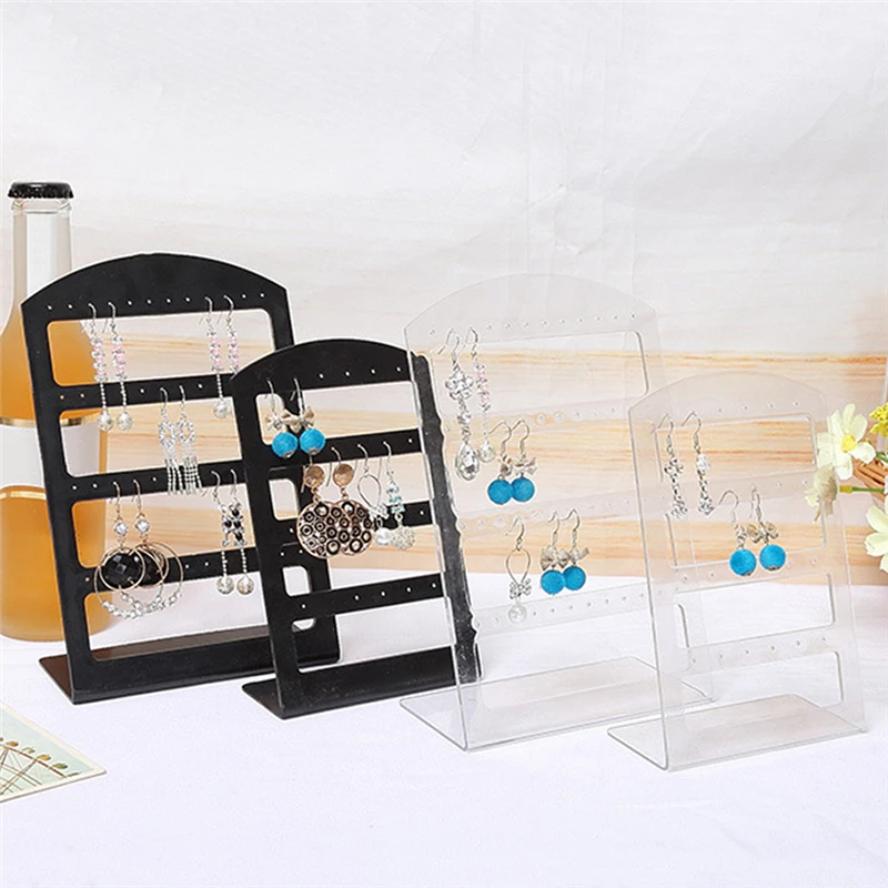 

2021 New Portable 24 Holes Earrings Ear Studs Plastic Display Stand Rack Holder (Black) Jewelry Organizer Box Packaging Display