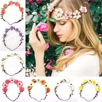 new 1pc floral headband for girls women artificial flower garland crown hair accessories party stylish headwear