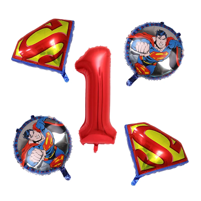 Набор воздушных шаров из алюминиевой пленки с супергероем для мальчиков 5 шт.