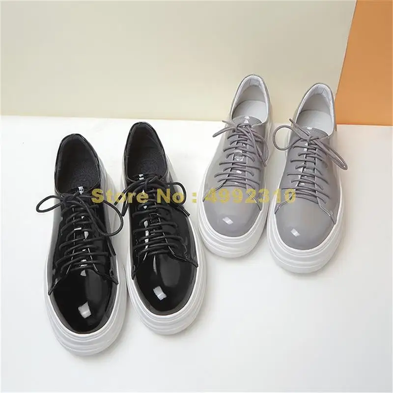 

Women''''s Genuine Leather Flats Brand Fashion Ladies Shoelace Flat Platform Sneakers Casual Soft Shoes