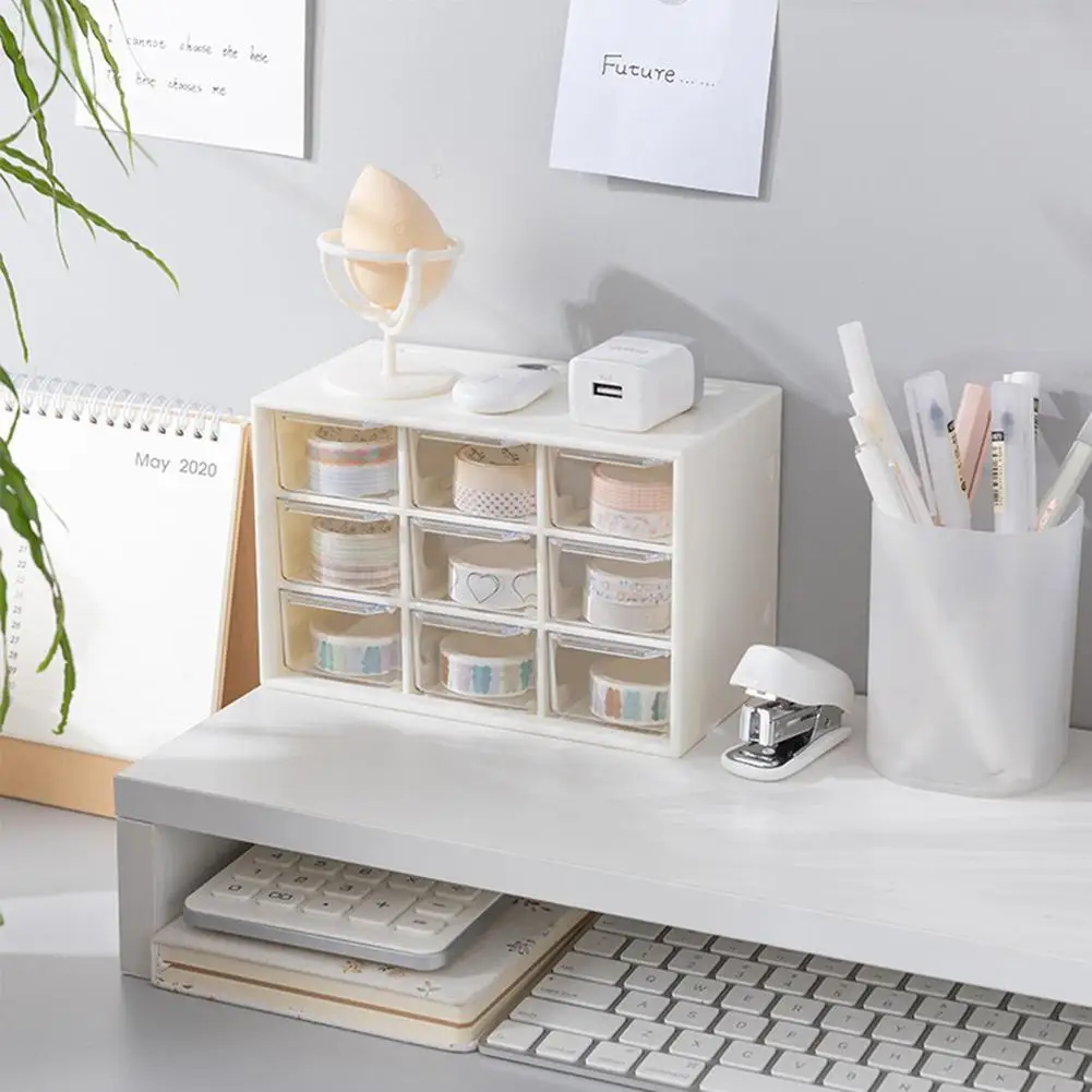 

9 Grids Organizer Jewelry Box Make Up Organizer Storage Container Desk Organizer Stationery Plastic Transparent Box