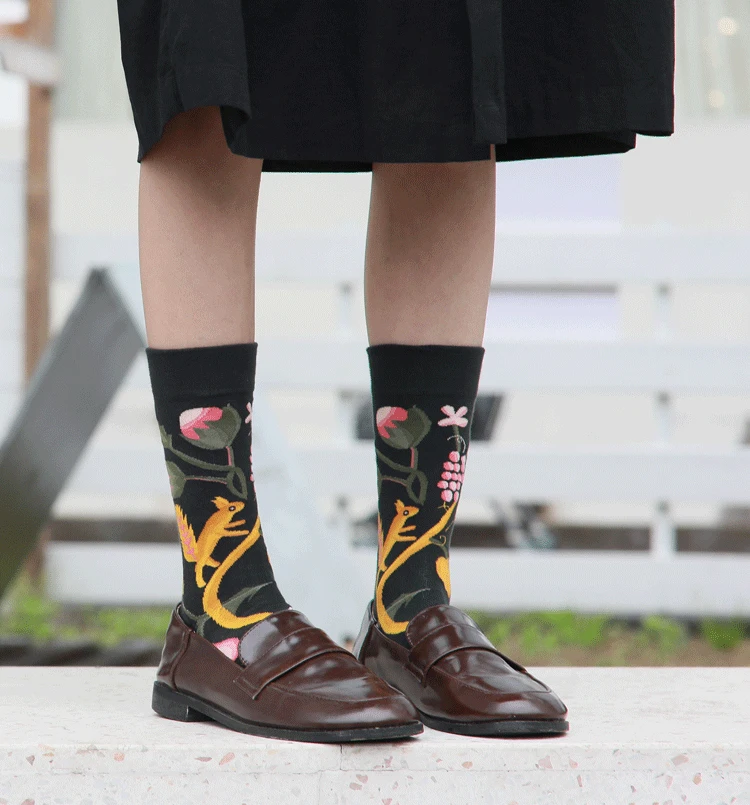 2022 зимние носки винтажные цветные вязаные с принтом женские рождественские в