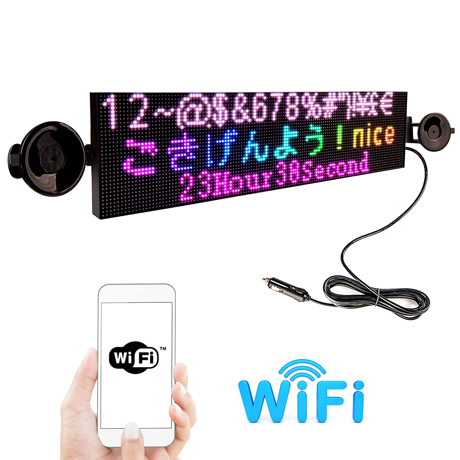 12-24V 52CM Led Sign RGB Programmable Picture Scrolling Message LED Display Signs Display Multi-Language for Car/Shop/Supermark