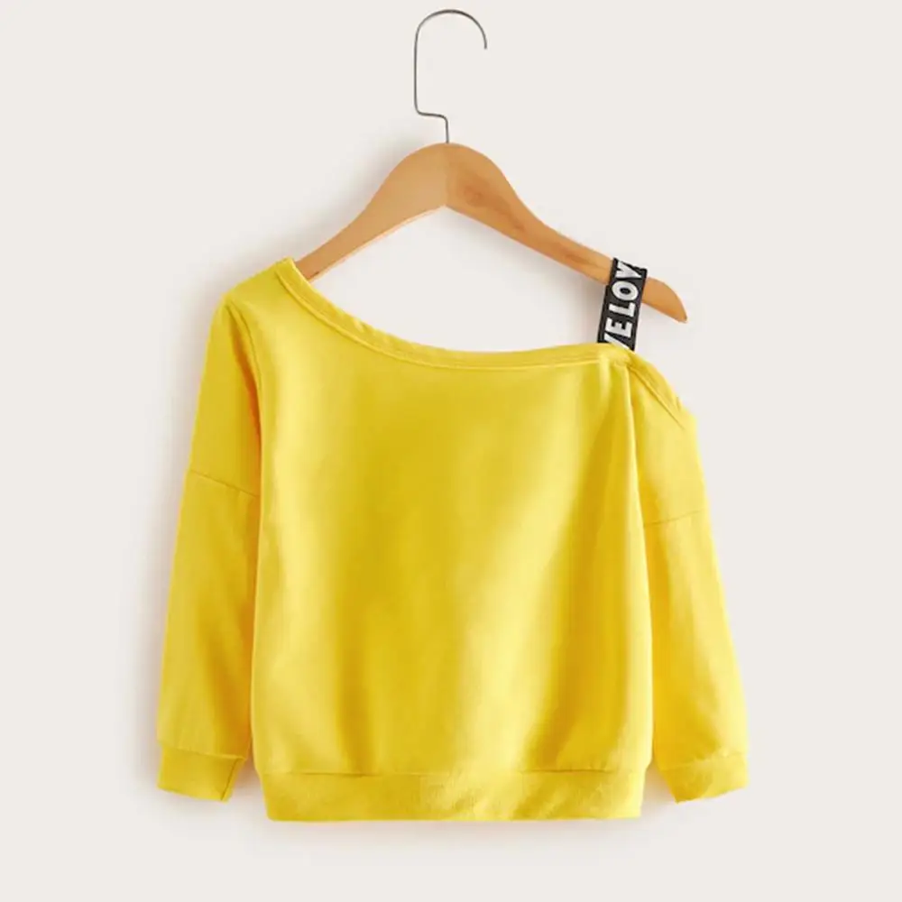 Лента для девочек контрастный асимметричный воротник милые толстовки топы 2019 г.