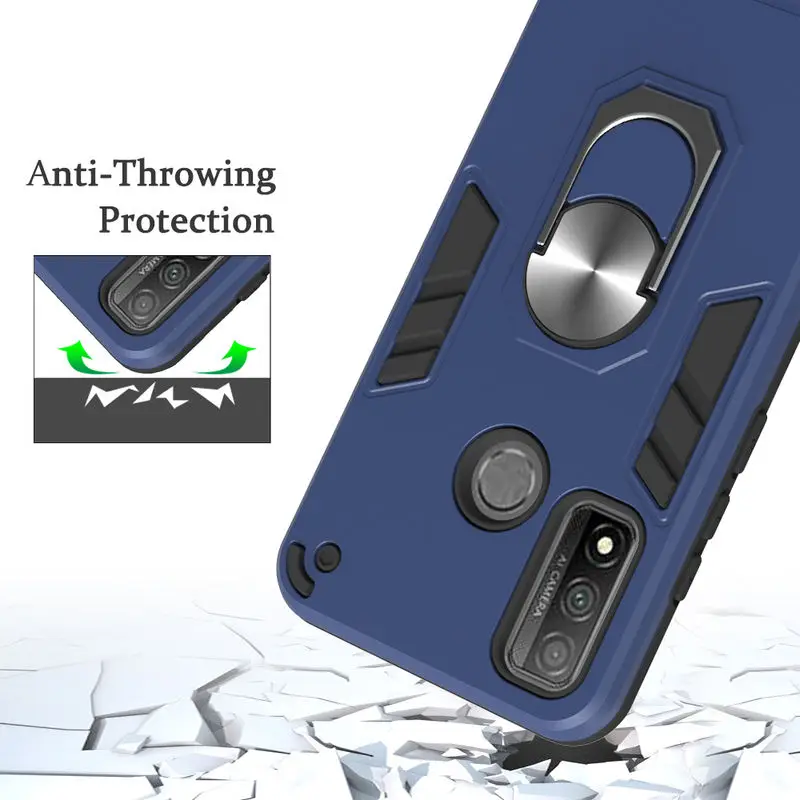 

Shockproof Case For Huawei P smart 2020 luxury Armor Silicone frame With Ring Stand Cover For Huawei P smart 2020 Back Cover