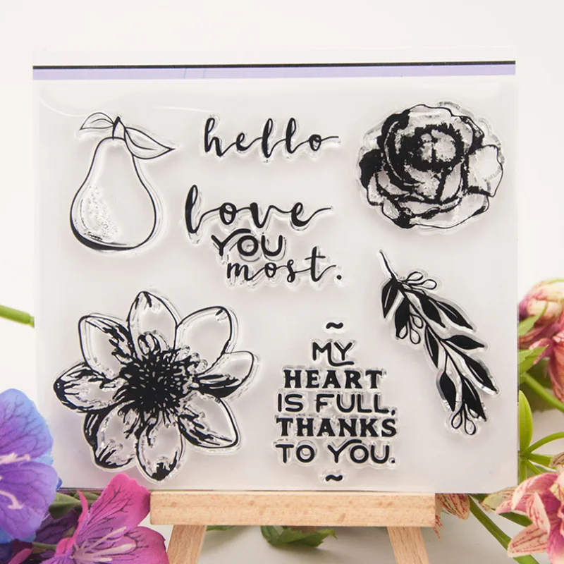 

1pc Pear Flower Transparent Clear Silicone Stamp Seal Cutting DIY Scrapbook Rubber Coloring Embossing Diary Decoration Reusable