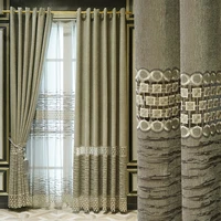 nordic chenille curtain water soluble hollow embroidered curtain living room bedroom shade floor curtain