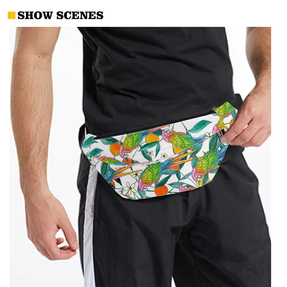 

Black Fanny Pack Cool Purride Cats Print Men's Waist Bag Fashion Banana Type Running Bags Travel Storage Man Belt Phone Pouch