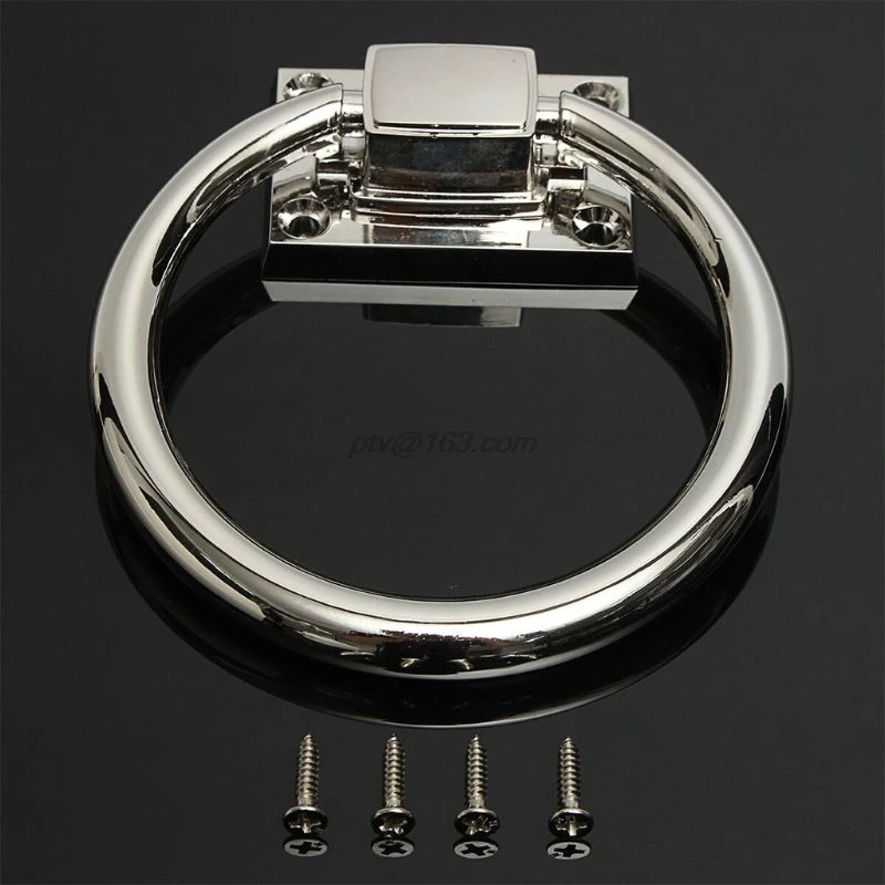 Потяните кольцо блестящий серебряный молоток ручка шкафа деревянная двери