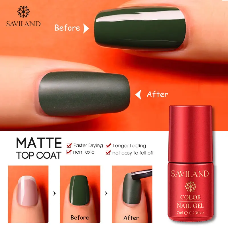 7ml Matte Top Coat Saviland 30 мл УФ быстросохнущее резиновое Базовое покрытие верхнее покрытие лак стойкий не Чистый Блестящий гель лак для ногтей праймер для дизайна ногтей - Цвет: 7ml Matte Top Coat