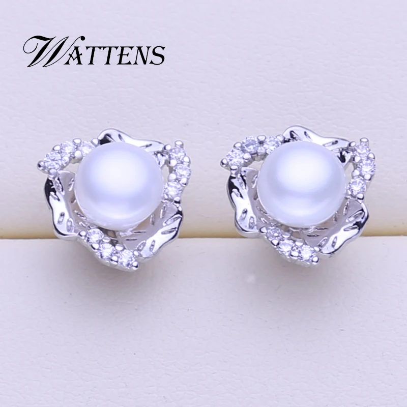 

925 sterling silver earrings natural pearl earrings for women Zircon earrings wedding party accessories Promotion gift new