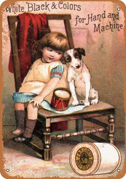 

J&P Coats Thread Tin Sign art wall decoration,vintage aluminum retro metal sign,iron painting vintage decoration sign,