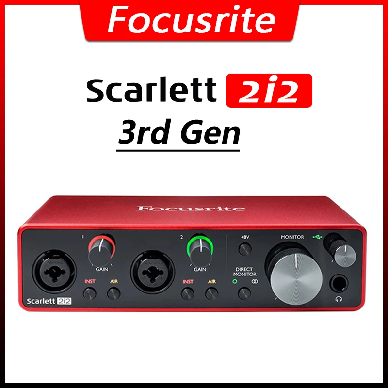 

Focusrite Scarlett 2i2 (3rd Gen) профессиональный аудио Интерфейс звуковая карта с интерфейсом USB с предусилитель микрофона