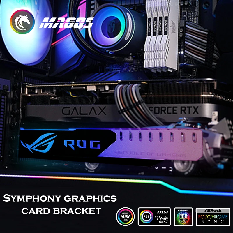 RGB подставка для графического процессора ROG/MSI/AMD/NVIDIA/AORUS SYNC Black/Silver|Кулеры и системы