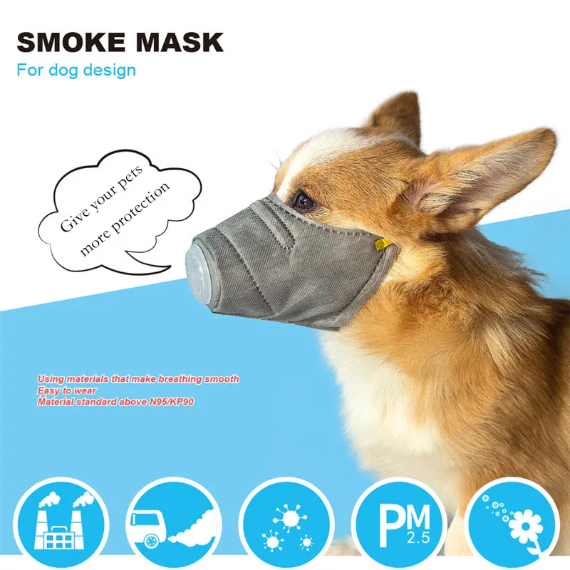 3 шт./компл. собака морда дым рот Маска Анти-лай Anti-PM2.5 укус Корректируемый дышащий