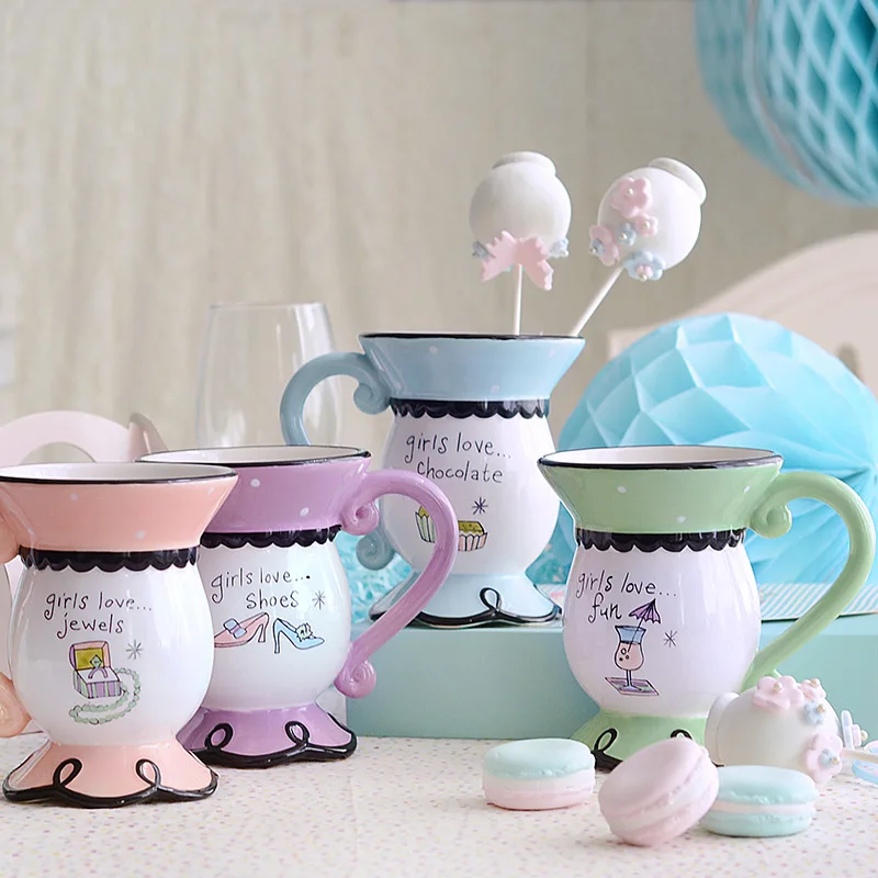 Керамическая кружка креативное моделирование синий зеленый с ручкой костяной