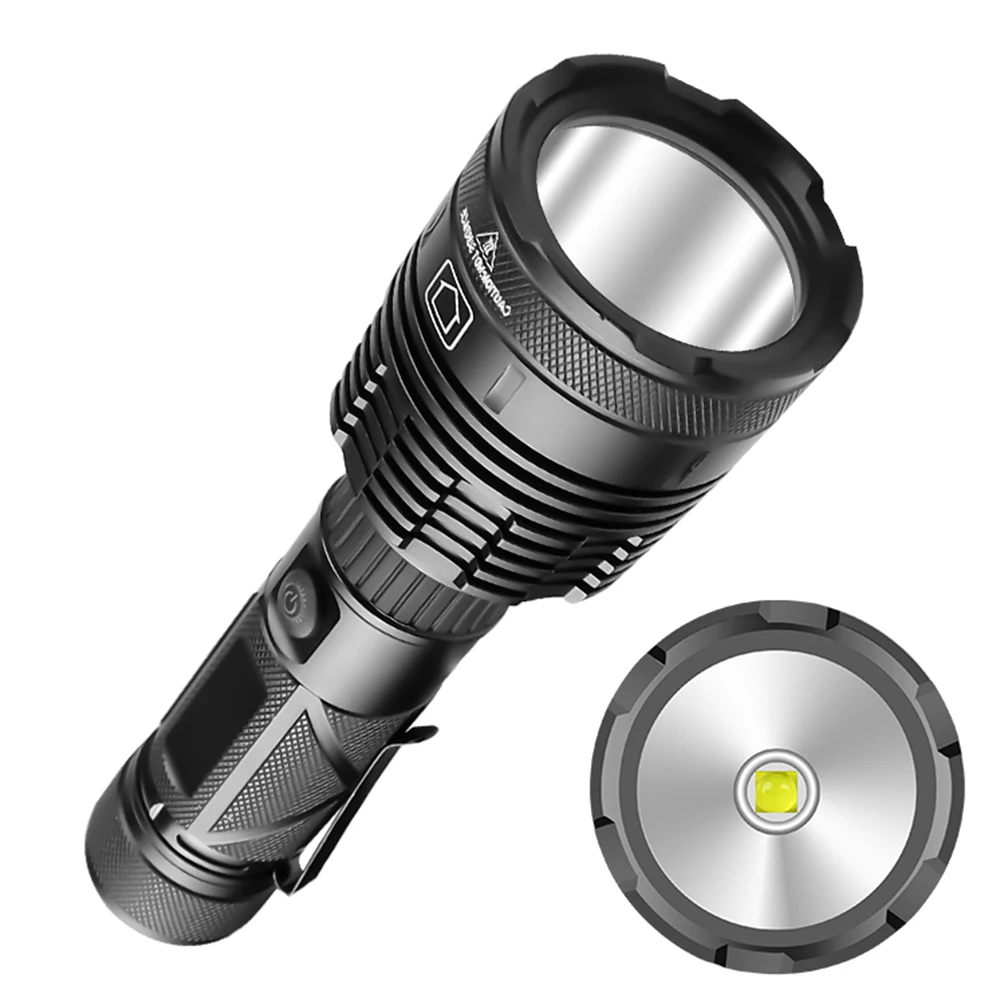 

Ultra Bright LED Flashlight With XHP70 LED lamp beads Waterproof Torch Zoomable 3 lighting Modes Multi-function USB charging