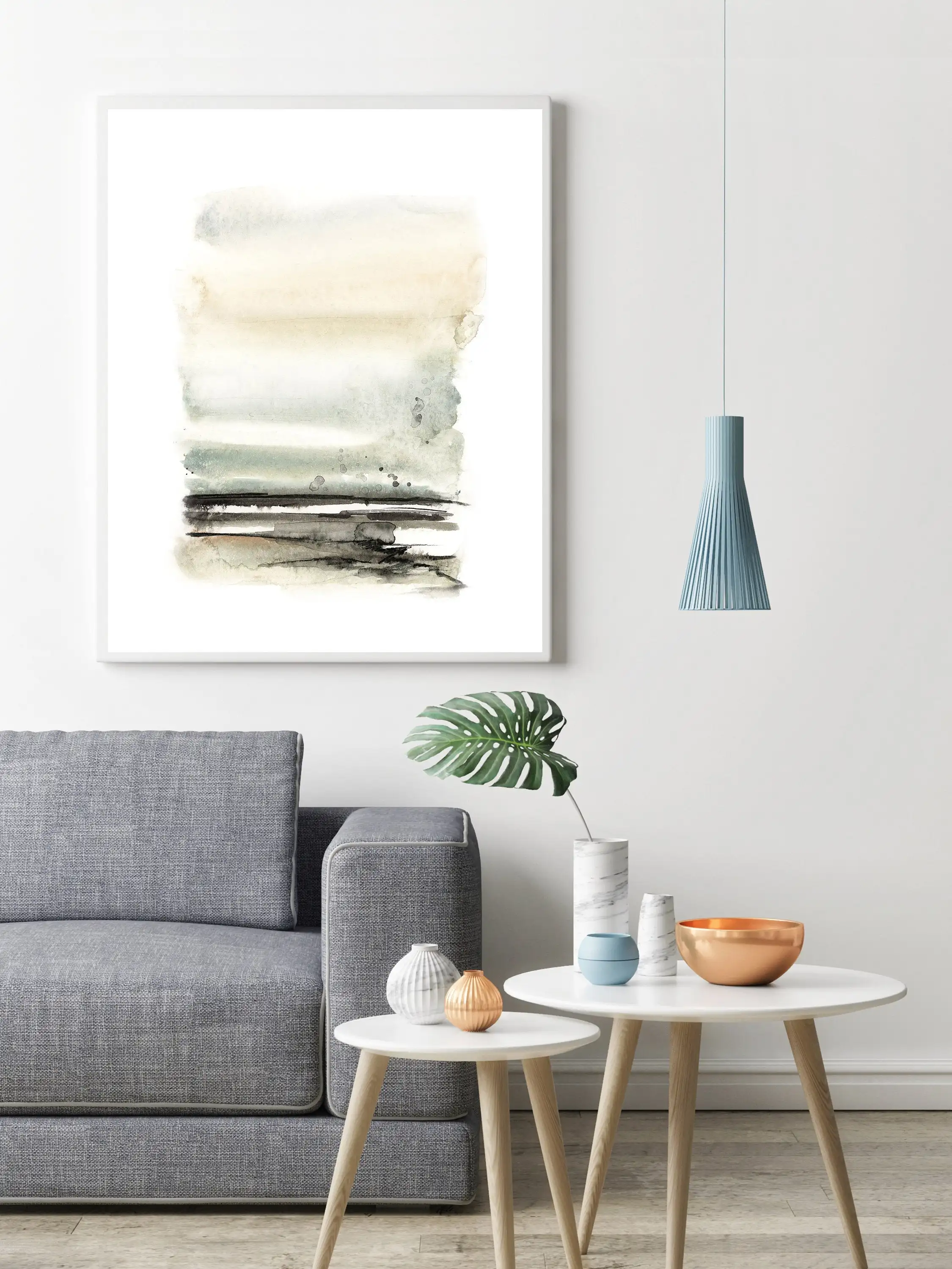 Abstract Landscape Wall Print Minimalist Grey Tan Nature print Painting Statement Archival Art Giclée Fine | Дом и сад