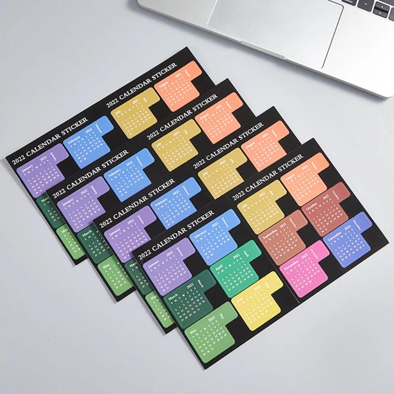2022 календарь язычки яркие ярлыки индекс 12 месяцев наклейки для планировщиков