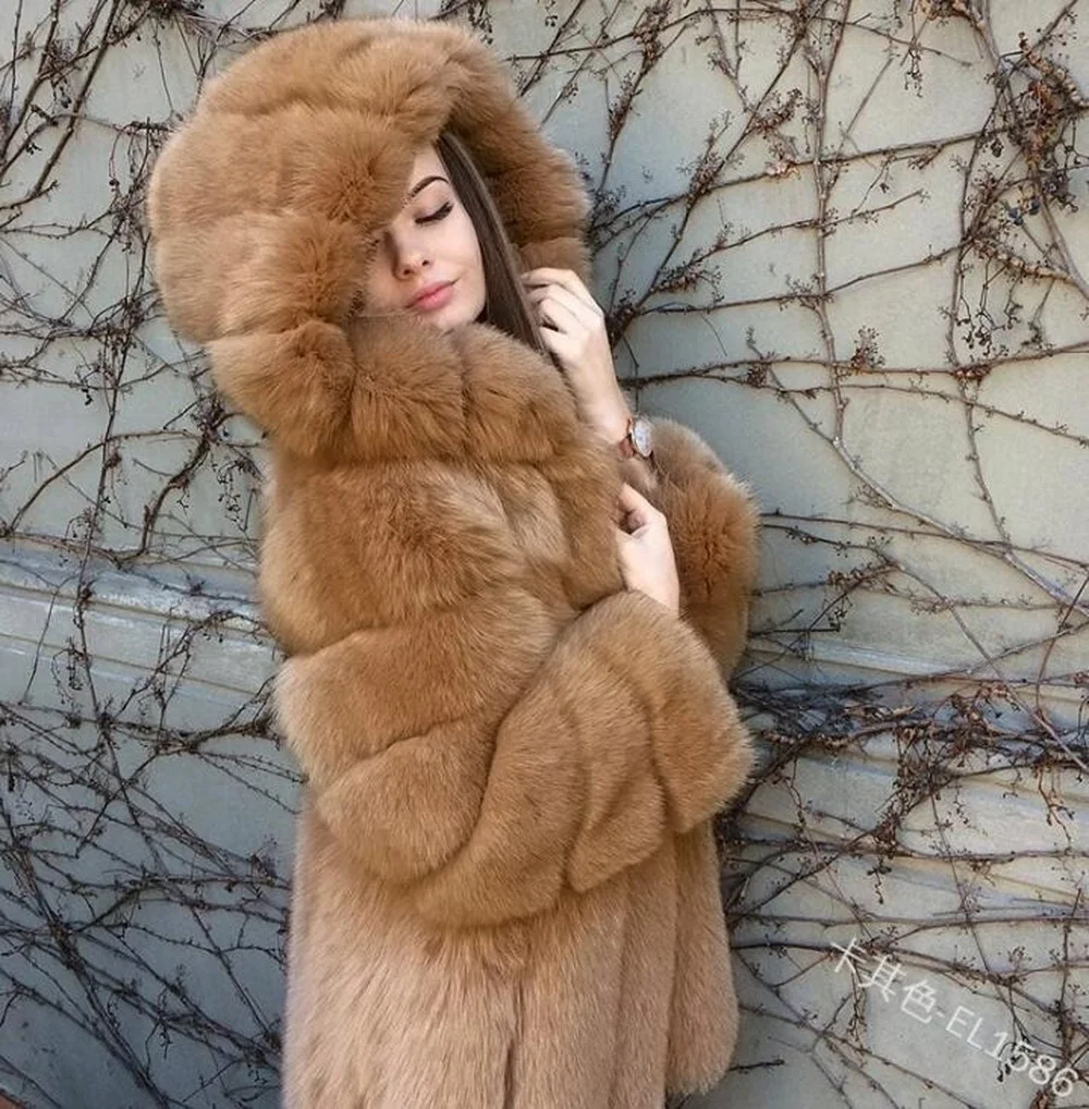

Long-sleeved Women's Overcoat Faux Fur Cotton Thick Coat Large Size Fur Hooded Parker Thick Cotton Coat Women's Winter New Coat