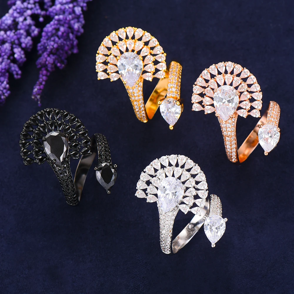 

LARRAURI 2019 Charm Austrian Crystal femme Rings Luxury Full Jewelry for Women Wedding Engagement Fingers Rings Fashion Jewelry