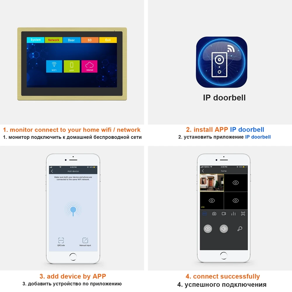 

Wifi Video Intercom IP Wireless Video Door Phone for Home Security System 10 inch Touch Screen 1080P Door Intercom