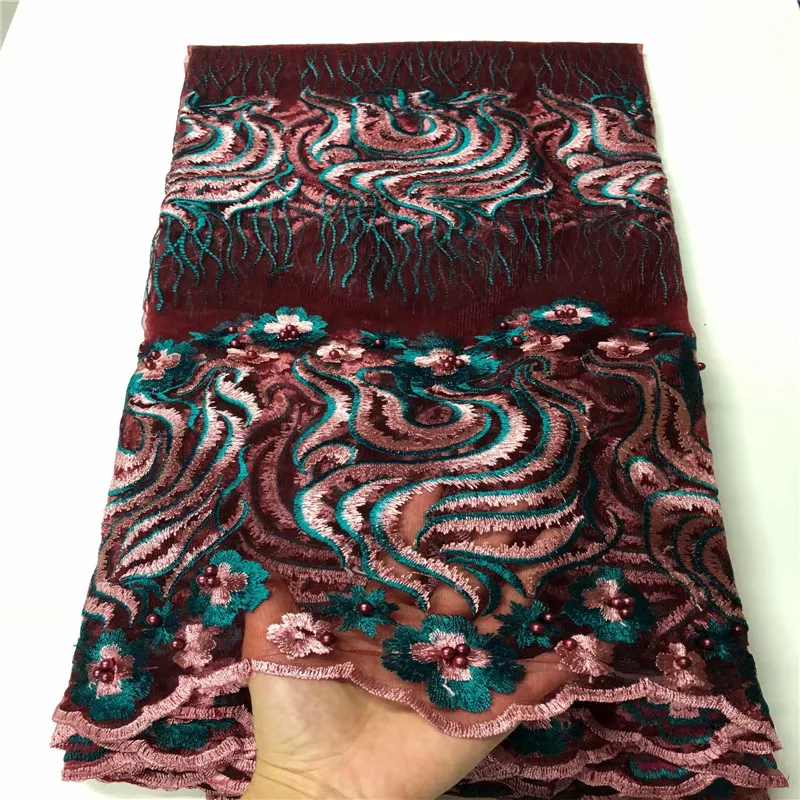 2020 африканская вышитая бисером тюль кружевная ткань многоцветная французская