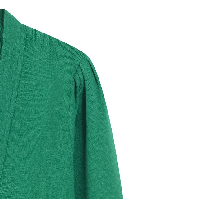 

Spring/Summer 2021 New Two-button Pocket V-neck Green Sweater Women Cardigan Outer Wear