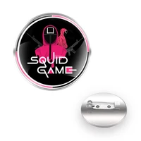 fashion squid game theme glass cabochon dome metal brooch badge for bag clothes decoration pins jewelry gifts