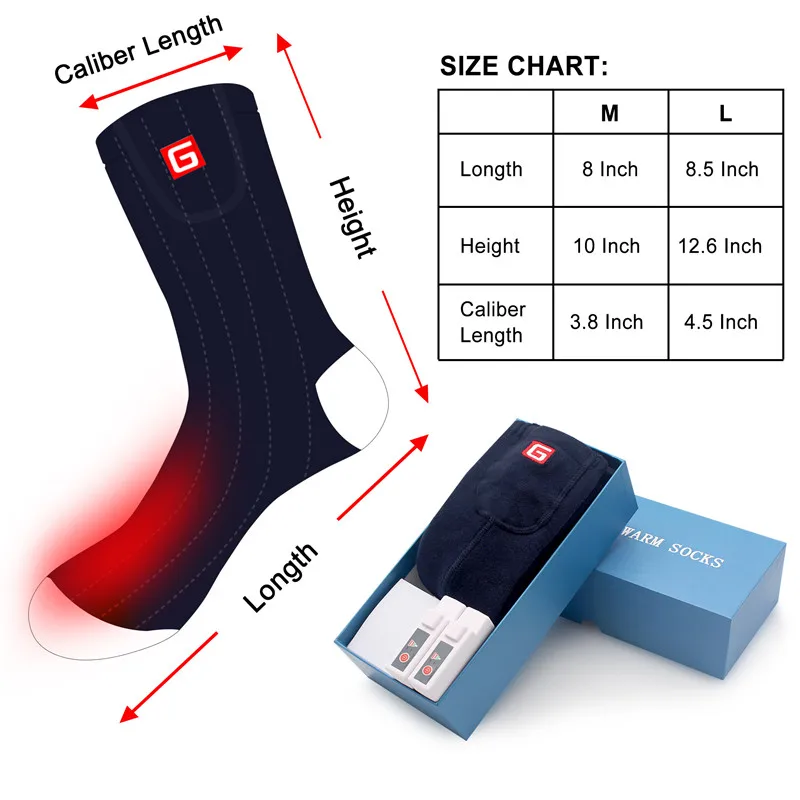 3.7V Winter electric battery rechargeable heated socks kit for hiking chronically cold feet | Электроника
