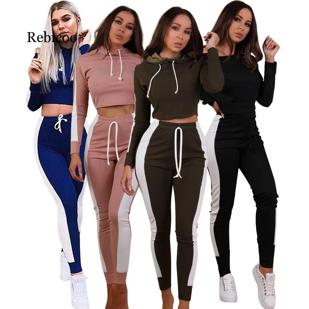

New hot fashion fitness pants stretch high waist women's trousers casual sexy striped shirt Slim ladies two-piece suit