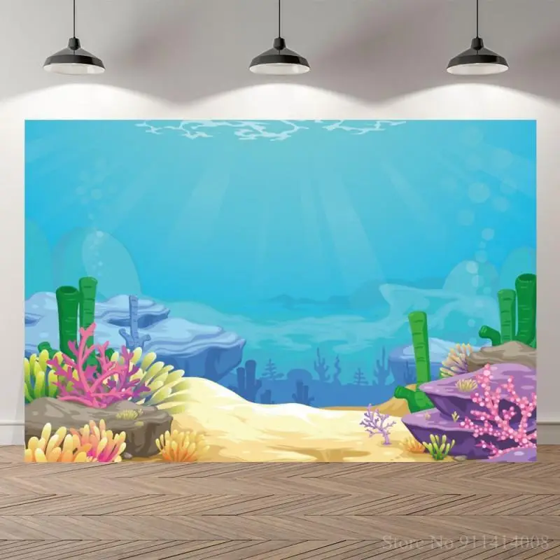 

Under Sea Fishes Corals Little Mermaid Princess Photo Background Newborn Baby Shower Birthday Party Backdrops Photography
