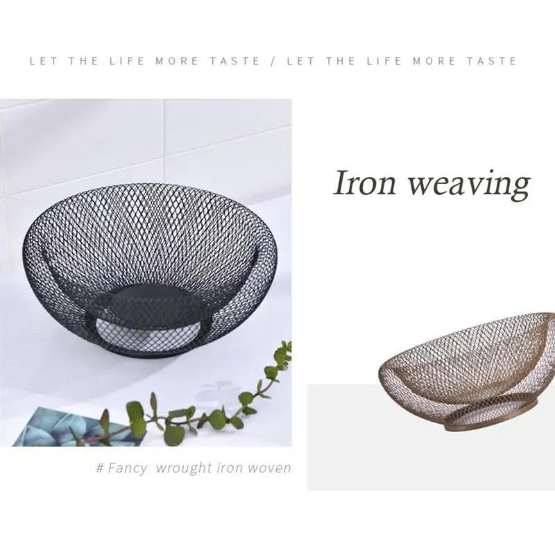

Nordic Double Layered Metal Basket Geometric Fruit Vegetable Storage Basket Hollow Out Bowl Kitchen Storage Container Desktop