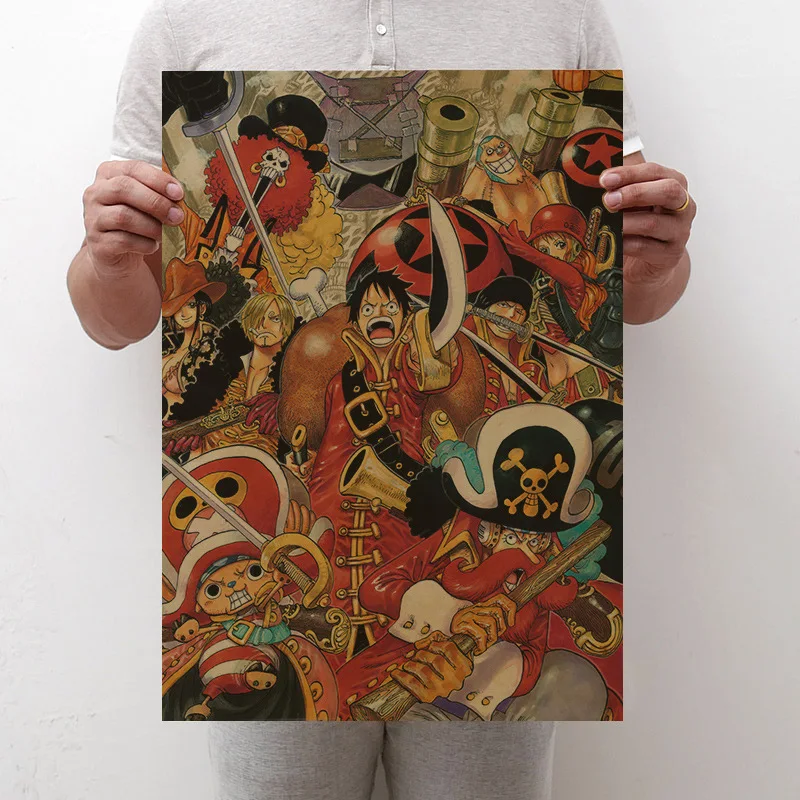 

Bandai Poster One Piece Anime Action Figure Vintage Posters Room Living Wall Decoration Anime Paintings Stickers Toys Gift