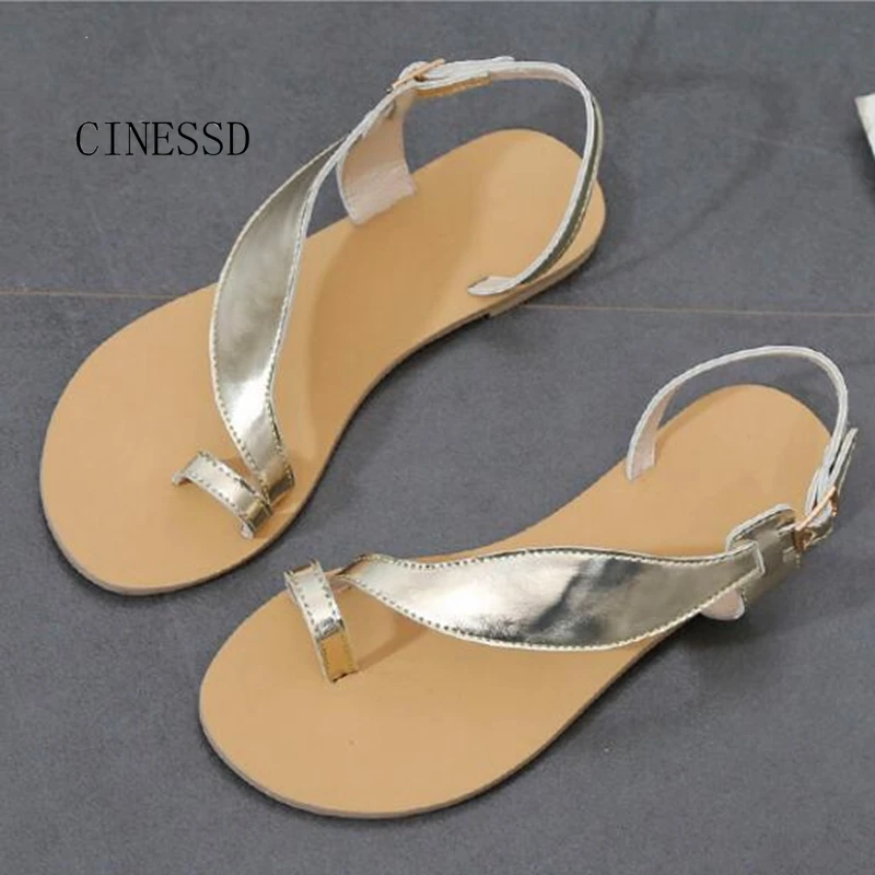 Для женщин сандалии на плоской подошве круглый носок обувь с мягкой подошвой