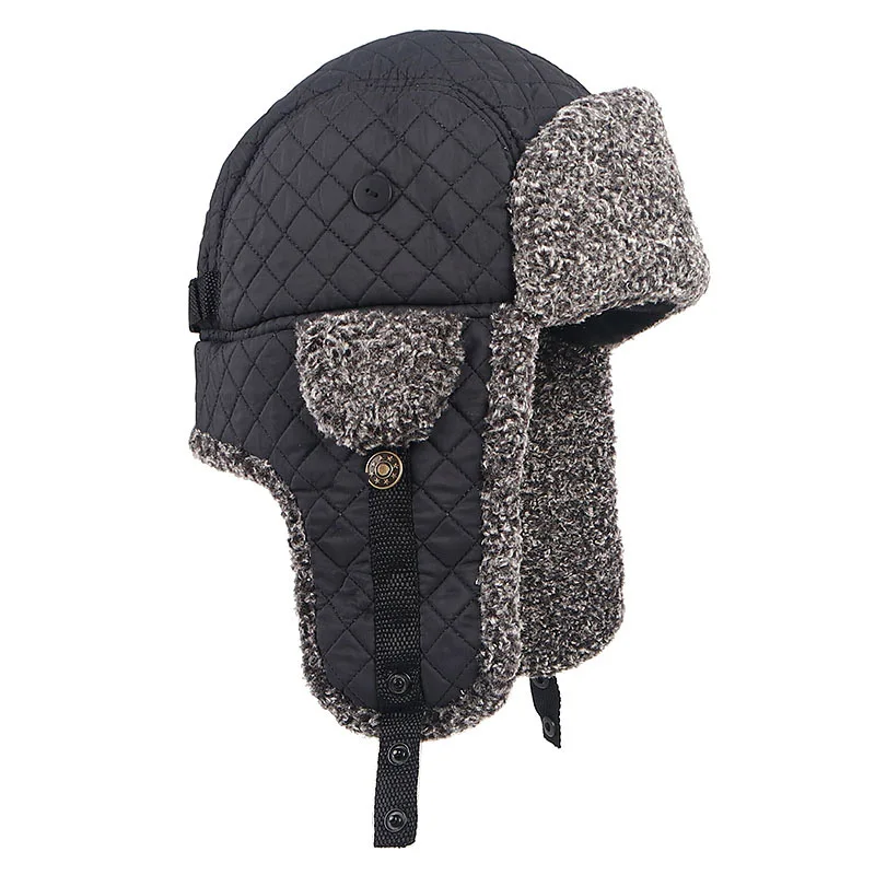 

2021 Winter Soviet Army Military Badge Russia Ushanka Bomber Hats Pilot Trapper Cap Winter Faux Rabbit Fur Earflap Snow Caps hat