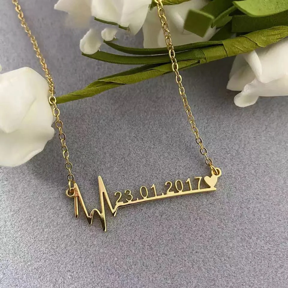 

Letter Necklace Heartbeat Women's Personality sexy pendant Steel Chokers Nameplate Clavicle Chain Necklace Personalized Jewelry