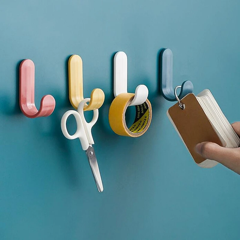 

6pcs Strong Self-adhesive Door Hangers Wall Towel Mop Hand Bag Hooks For Hanging Kitchen Bathroom Accessories
