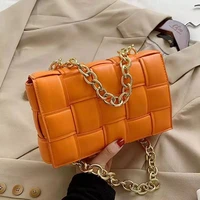 weave flap bags for women 2020 trend pu leather handbags plaid tote bag with chain strap shoulder bag samll black crossbody bag