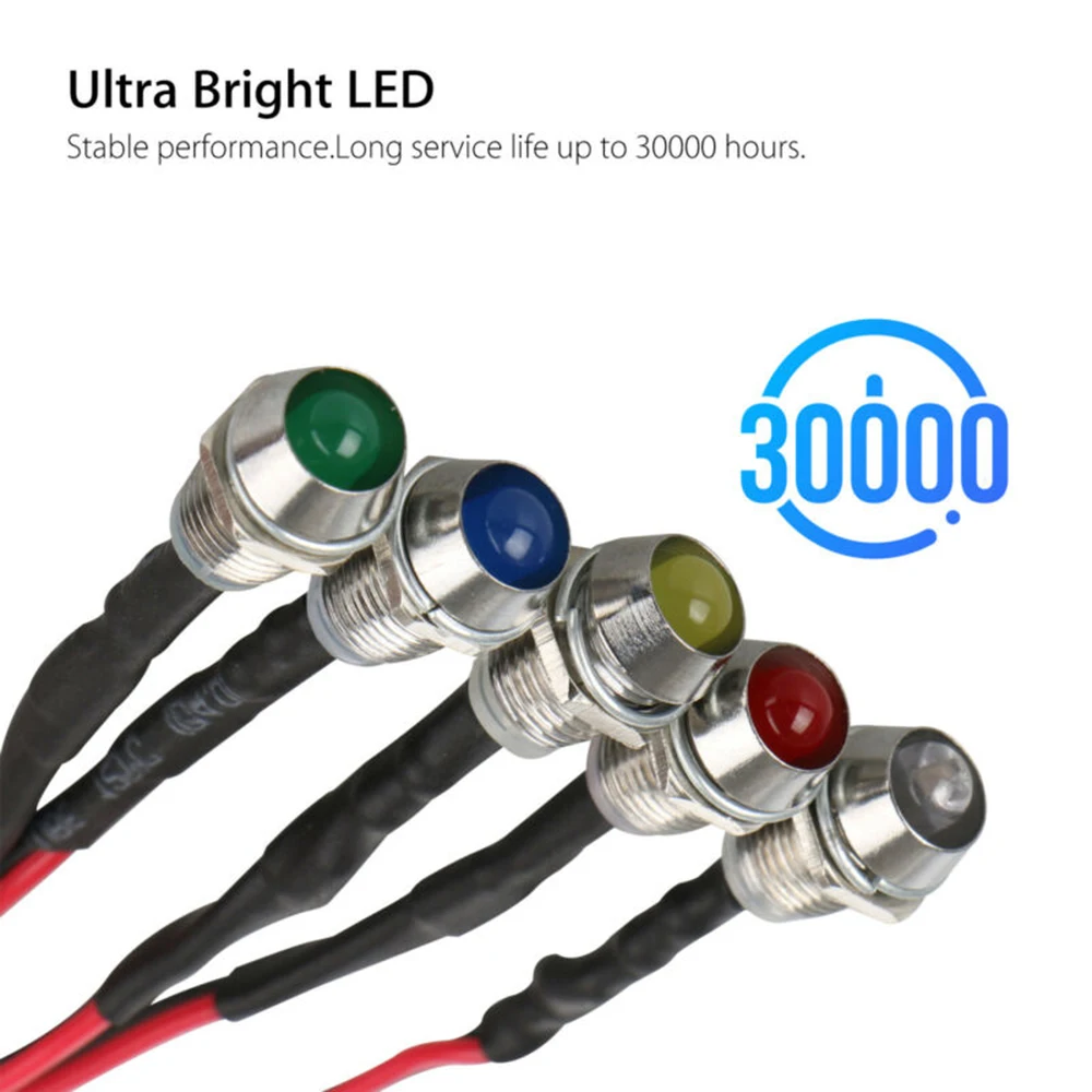 

8mm Dashboard Light Accessories Corrosion resistance Indicator LED Marine