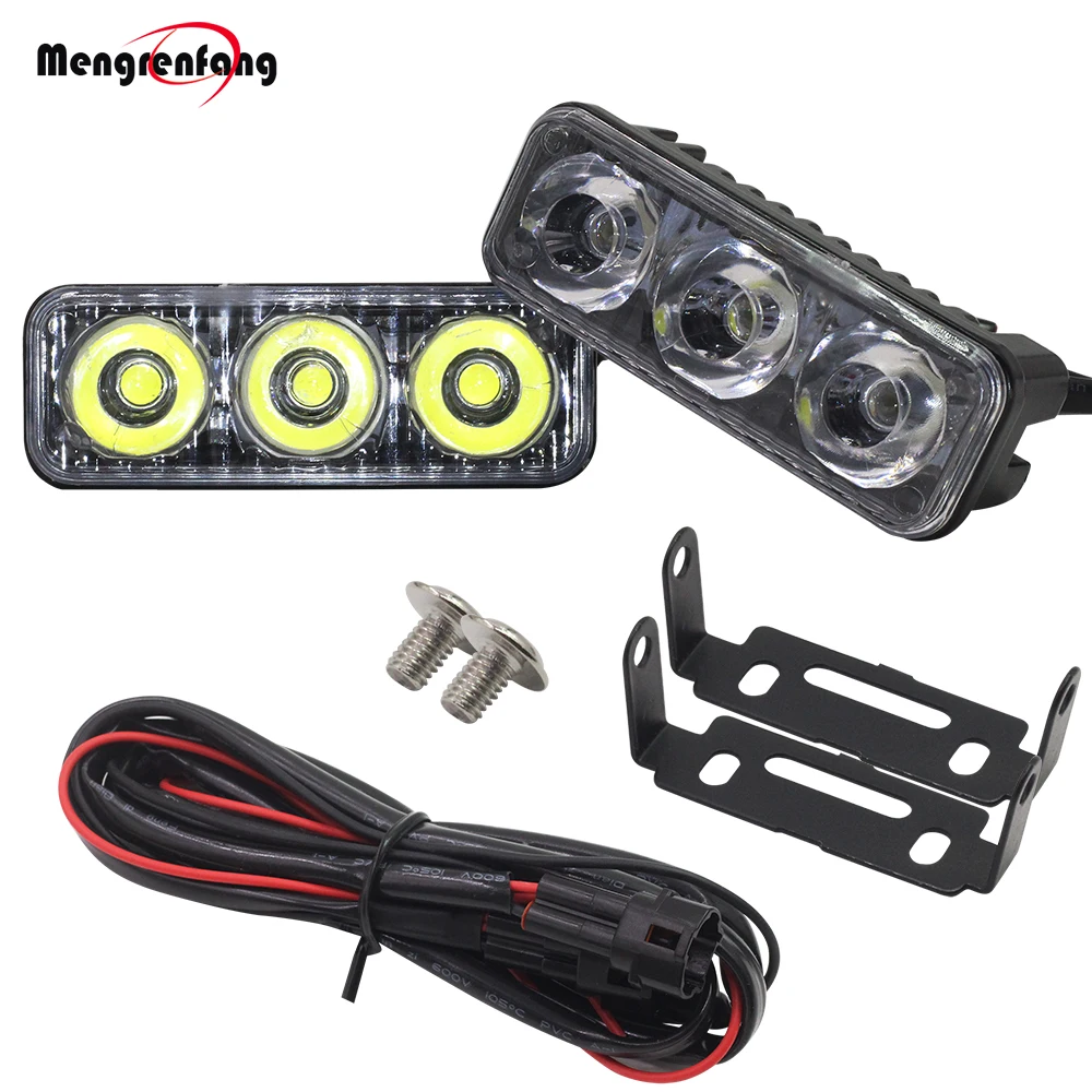 

2 Pieces Car DRL LED Daytime Running Light 1000LM Aluminum Base with Lens Cables Screws Auto Day Light Waterproof Universal