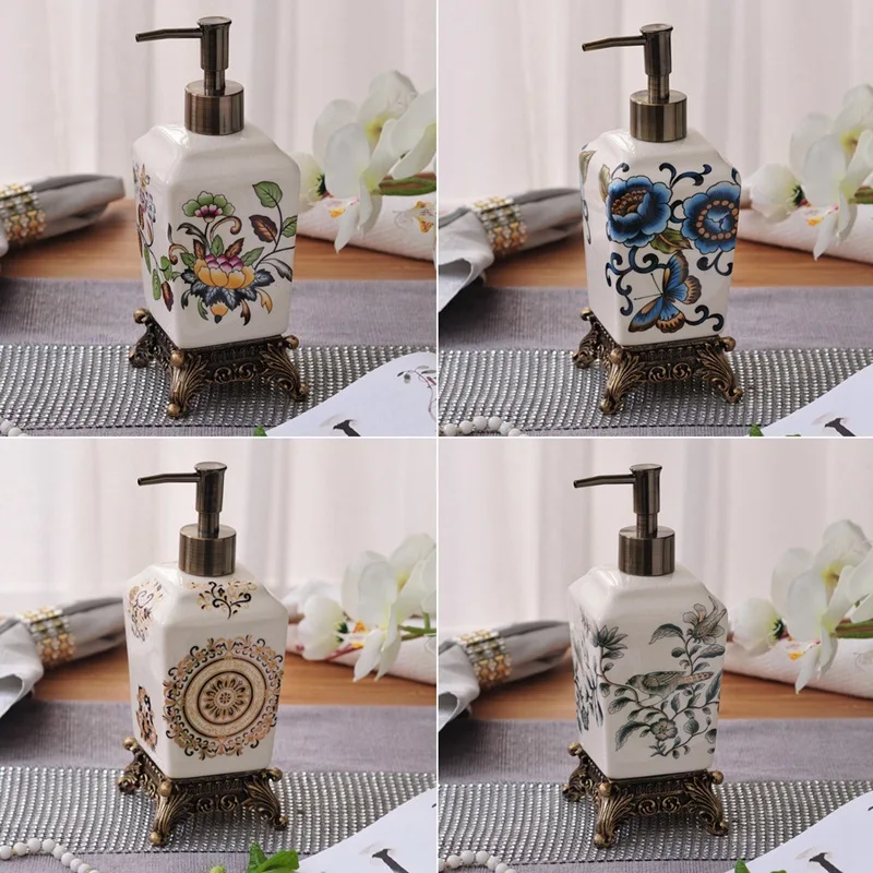 

Creative American Ceramic Hand Sanitizer Bottle Bathroom Lotion Bottle Shampoo Shower Gel Bottling Liquid Soap Dispenser