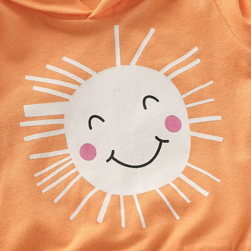 Оранжевый спортивный костюм для новорожденных девочек и мальчиков Топ с длинным