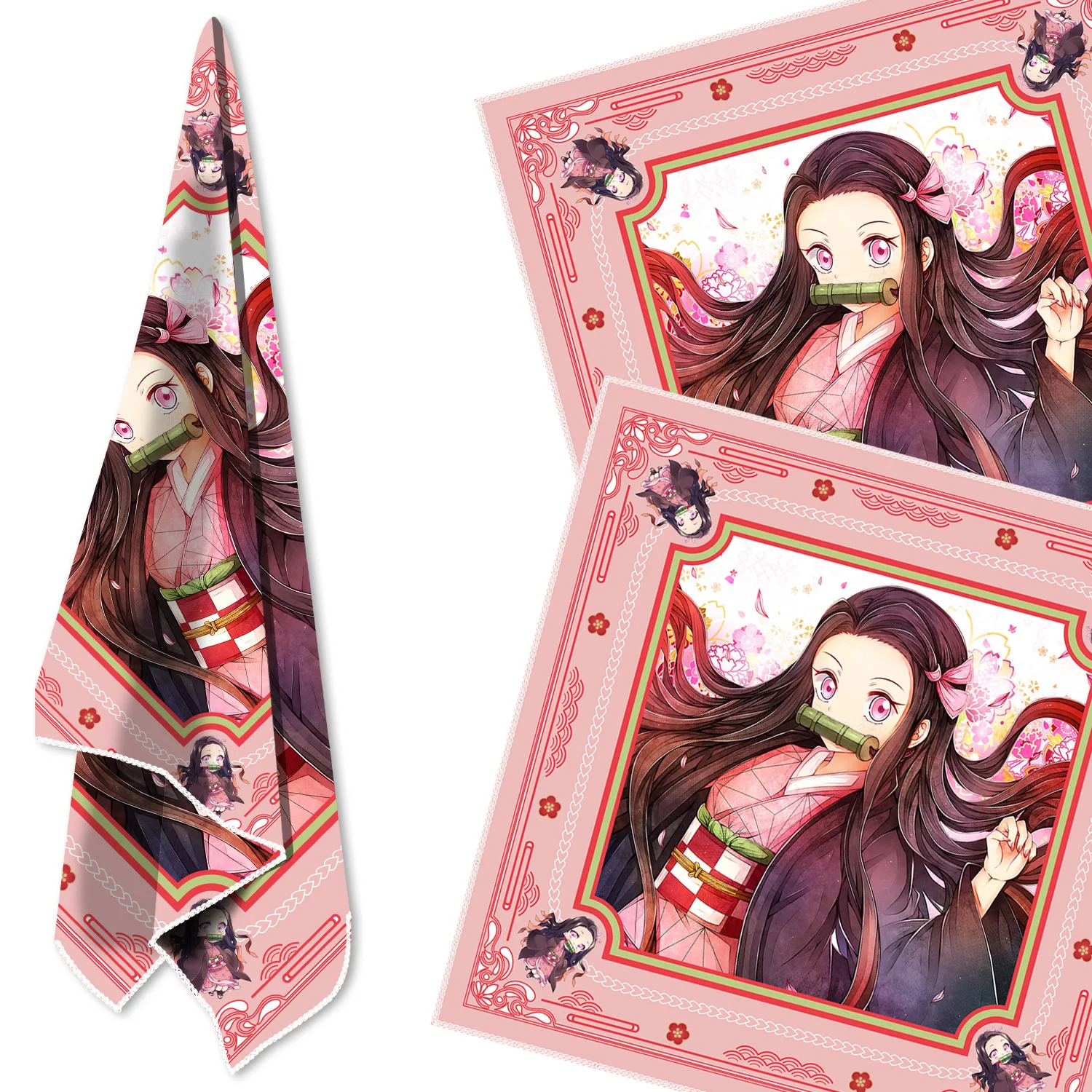 

Demon Slayer Kimetsu No Yaiba Nezuko Kamado Tanjirou Zenitsu Absorb Sweat Towels Cute Face Towel Handkerchief Cosplay Gift