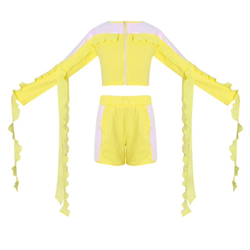 

Children'S Jazz Dance Costume Tops+Shorts 2 Pieces Set For Girls Hip Hop Street Dance Costumes Catwalk Show Stage Clothes DL4660