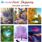 GATYZTORY 5D полная Алмазная мозаика картина розовое дерево Алмазная вышивка Стразы для домашнего декора